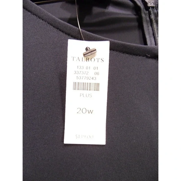 Talbots Dress Womens 16W Navy Blue Jersey Knit Fit and Flare Flutter‎ Sleeve NWT